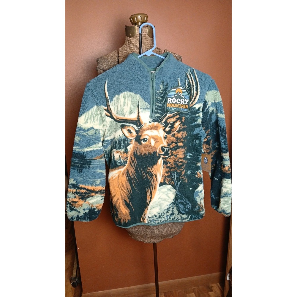 National Park Foundation Rocky Mountain Elk Sherpa Fleece Pullover Kids 10/12